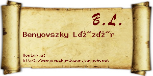 Benyovszky Lázár névjegykártya